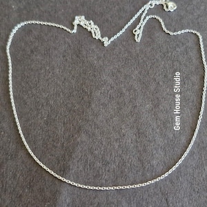 Cadena fina de plata de ley 925, con forma de cable, para collar con colgante, cadena de 40 cm + 5 cm, hecha a mano, para mujer y hombre.