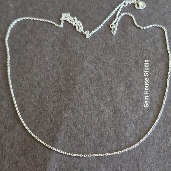 925 Sterling Solid Silver, Trace Chain, Cable  Thin Chain, For Pendant Necklace, 16''+2'' Chain Handmade Chain Necklace For Women & Men