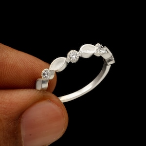 Sterling Silver Marquise Bezel Ring: CZ Half Eternity Band, Resin & Ashes DIY