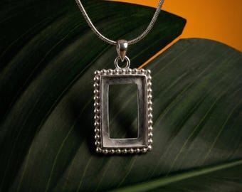 925 Sterling Silver Rectangle Bezel Pendant, Resin, Ashes, Keepsake, Breastmilk Crafts