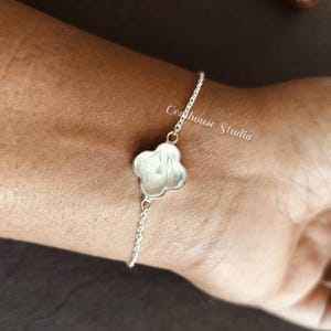 925 Sterling Silber 10 mm Kleeblatt Blank Lünette Kabelkette Armband-Einstellungen mit Karabinerverschluss Gut für Harz & Asche, Andenken / Muttermilch DIY