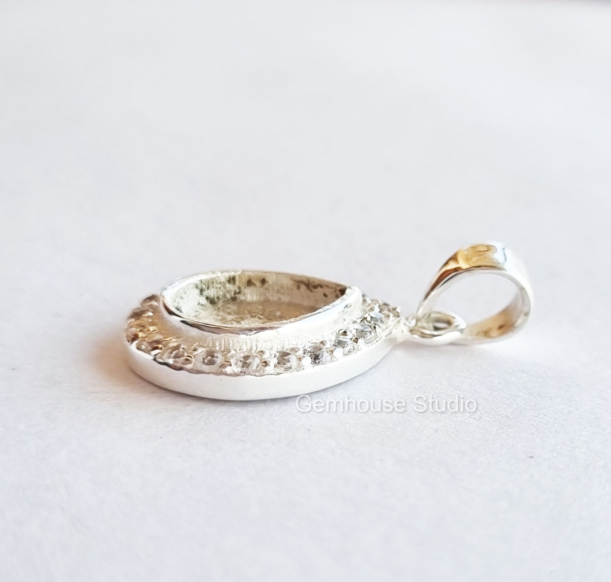 Solid 925 Sterling Silver Pendant Pear Shape Blank Bezel Pendant ...