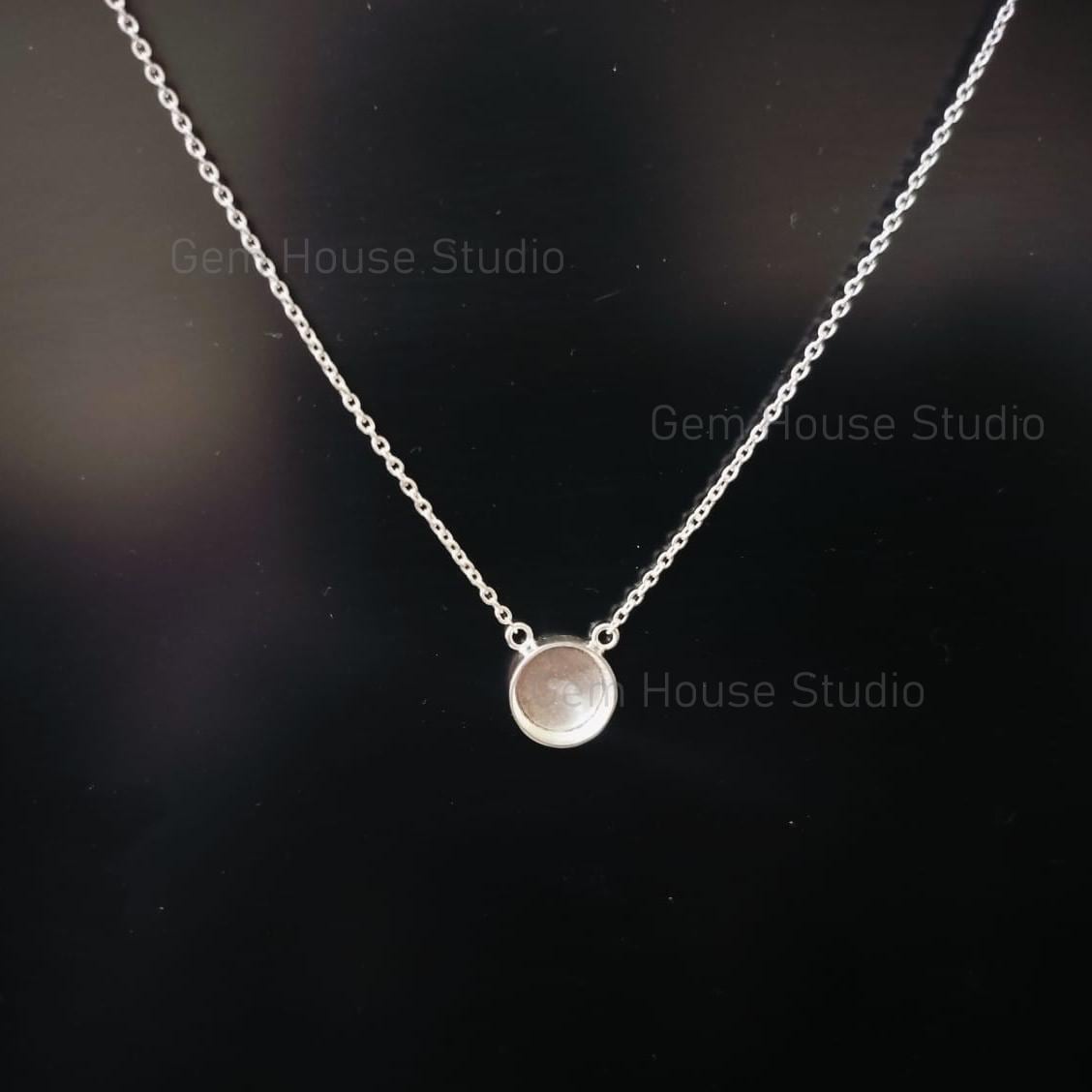 10mmラウンドブランクベゼルケーブルチェーンネックレス、ロブスター