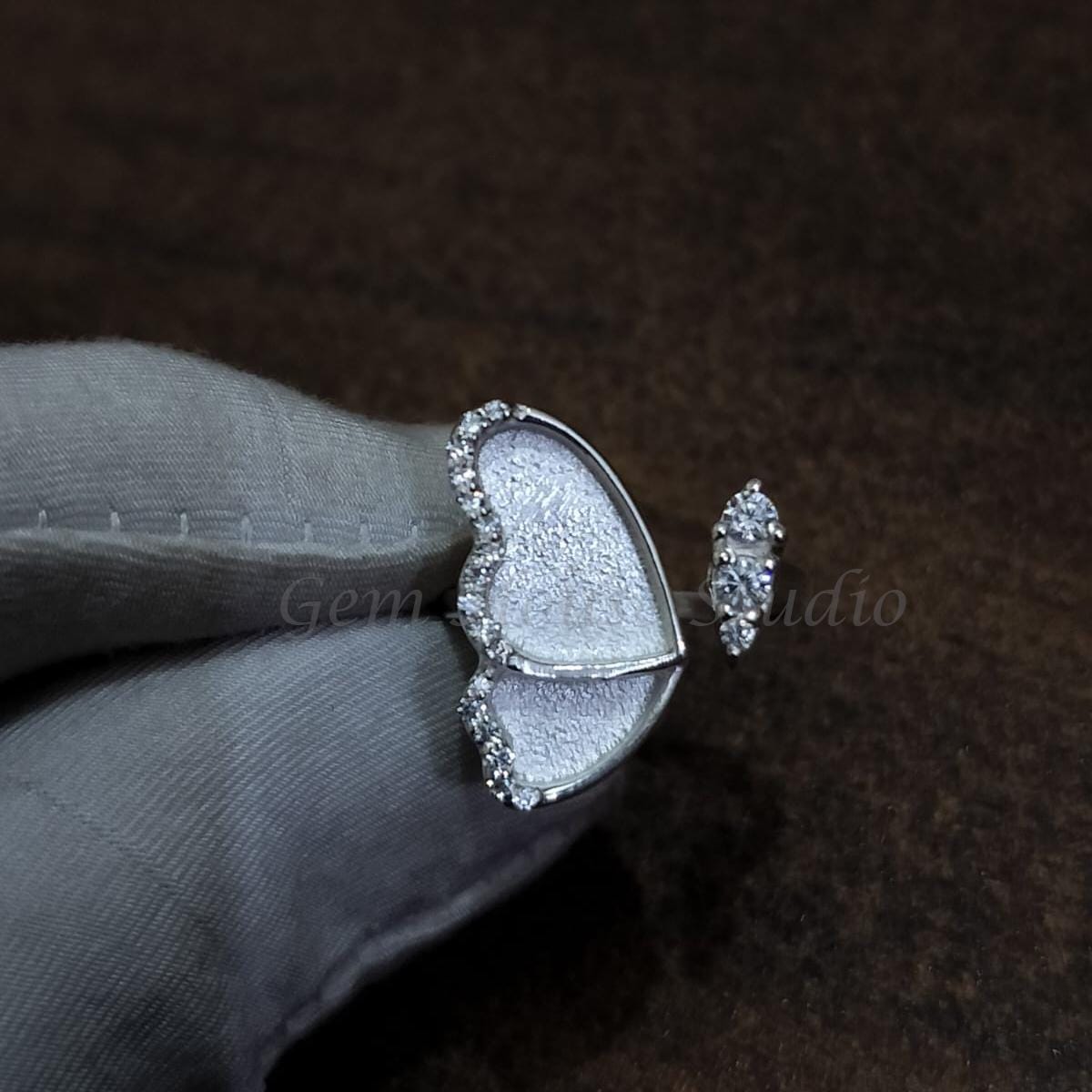 バタフライブランクベゼルセッティングリング、925スターリング