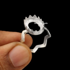 Sterling Silver Oval Blank Ring: Zig Zag Band, Resin & Keepsake DIY