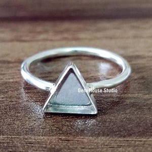 925 Sterling Silver Ring, Trillion Blank Bezel Setted Ring Setting, Good For Resin & Ashes Work, Keepsake Breastmilk DIY, Blank Collet Ring