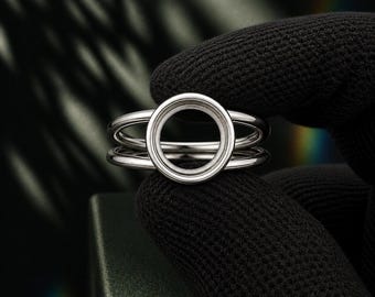 Minimalist Circle Ring, Double Band Ring, Open Jewelry, Modern Geometric Ring, Sterling Silver Ring, Stackable Ring, Everyday Jewelry