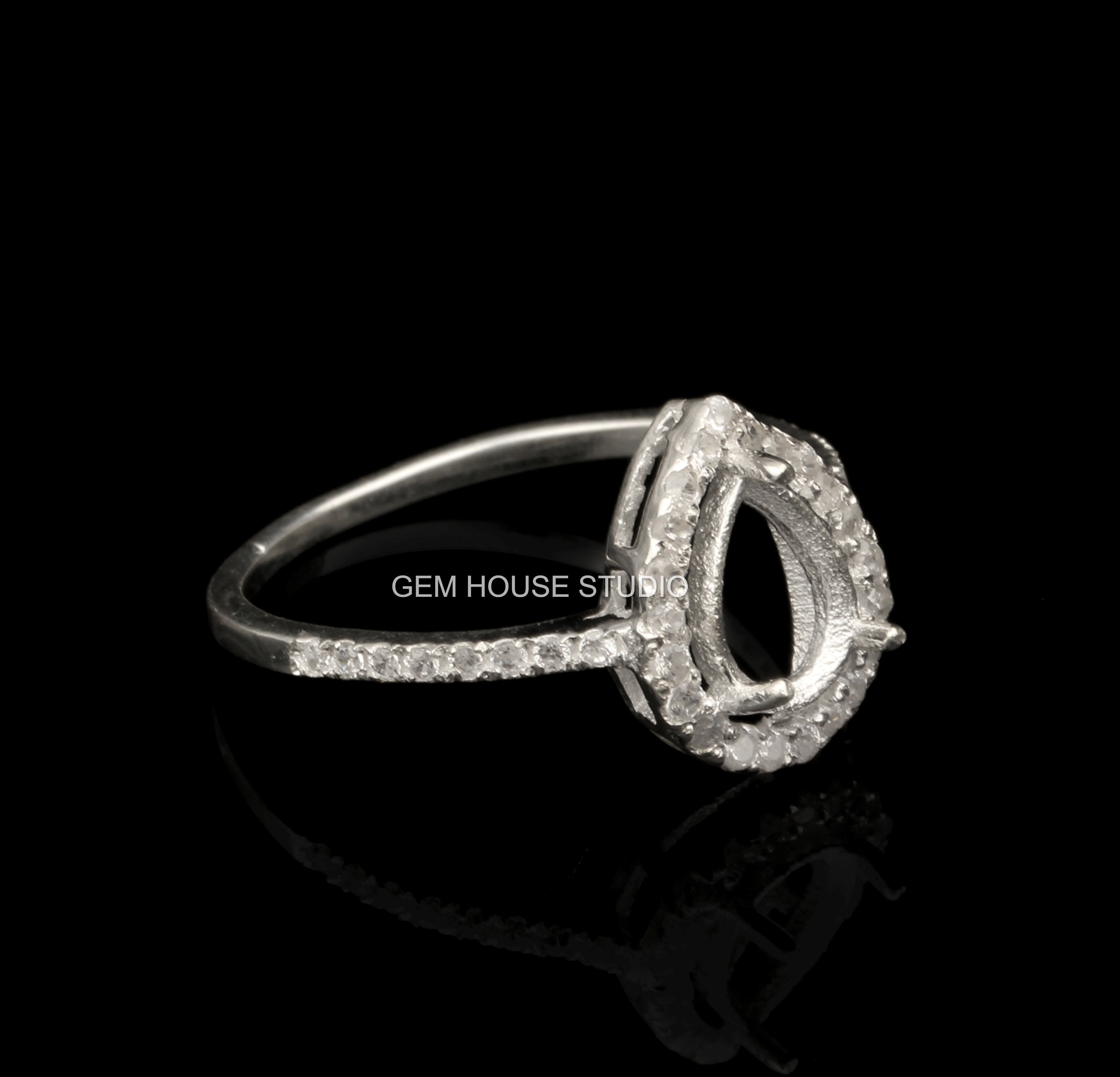 925スターリングシルバーペアーブランクプロングセット、ジルコン