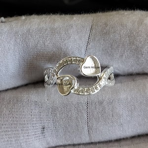 Bisel en blanco de 5 mm con forma de corazón de plata maciza 925 con anillo de circonitas, ideal para trabajos con piedras, resina y cenizas, recuerdo de leche materna.