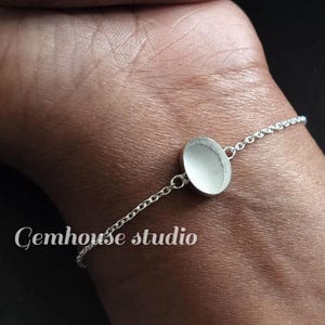 925 Sterling Silver 10x8mm Oval Blank Bezel Cable Chain Bracelet Settings with Lobster Clasp, Good for Resin & Ashes, Keepsake/Breastmilk
