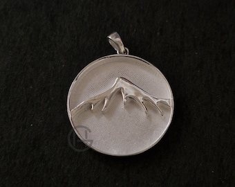 925 Sterling Solid Silver Mountain Blank Bezel Round Pendant, Good for Resin & Ashes Work, Keepsake/Breastmilk DIY, Memorial Jewelry Crafts