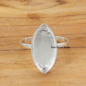Sterling Silver Marquise Bezel Ring Blank: DIY Resin/Keepsake Setting