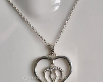 925 Sterling Silver Dainty Heart with Foot Pendant Blank Bezel Setting, For Pour Resin ,Breastmilk Jewelry ,Keepsake Jewelry