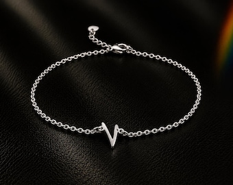Bangtan V Kim Taehyung Bracelet 7 Inch 925 Sterling Silver Kpop Army Gift