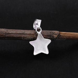 925 sterlingsilver 10 mm stjärnhänge med blank bezel, mors dag-present, bra för harts- och askarbeten, gör-det-själv med bröstmjölk, minnessmycken