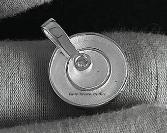 Size 20x15mm (with loop) Charm Pendant, 925 Sterling Silver Coin With CZ Bezel Setting Pendant, Breastmilk/Keepsake Pendant, Good for Resin