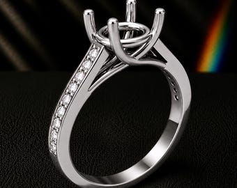 8mm Blank Bezel Prong Ring Setting, 925 Sterling Silver Gemstone Ring Mount, DIY Jewelry Making, Custom Stone Setting