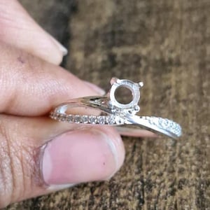 Sterling Silver Delicate Ring Settings, 925 Silver Round Ring Head, Four Prong Ring setting with Claw, Round Bezel Ring 5mm
