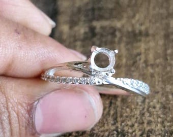 Sterling Silver Delicate Ring Settings, 925 Silver Round Ring Head, Four Prong Ring setting with Claw, Round Bezel Ring 5mm