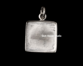 925 Sterling Silver Square Bezel Setting Charm Pendant, Single Loop connector, Good for Resin & Ashes Work, Breastmilk/Keepsake DIY Crafts