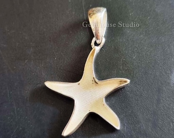 925 Sterling Silver Starfish Blank Pendant, Good for Crushed Opal Resin & Ashes Work Keepsake Greek Jewelry, Bijoux Grecs, Seestern Anhänger