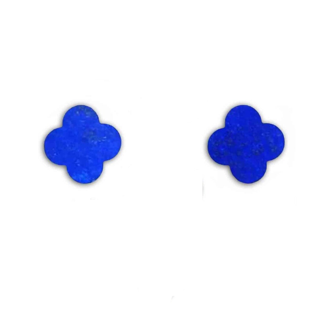 Back Shape Both Natural Lapis Lazuli Clover Shape Both Side Flat Back Semi Precious ...