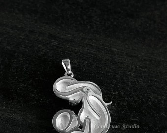 925 Sterling Silver Mother Baby Breastfeeding Mom Blank Bezel Pendant Setting, For Pour Resin, Breastmilk/ Keepsake Memorial Jewelry Crafts