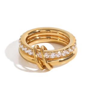 Gold Plated Sterling Silver Interlocking Rings - Statement Jewelry