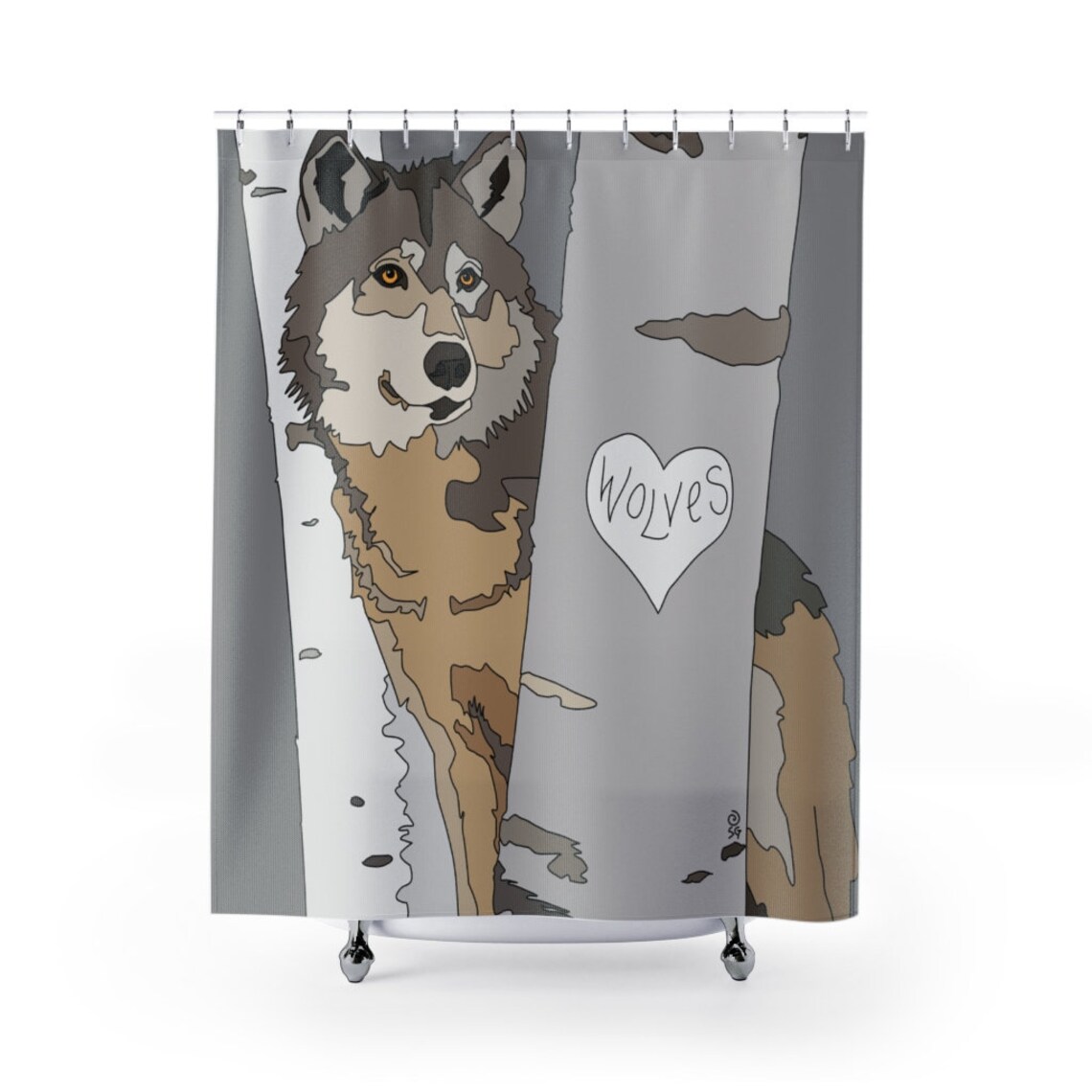 I Heart Wolves Shower Curtain Etsy