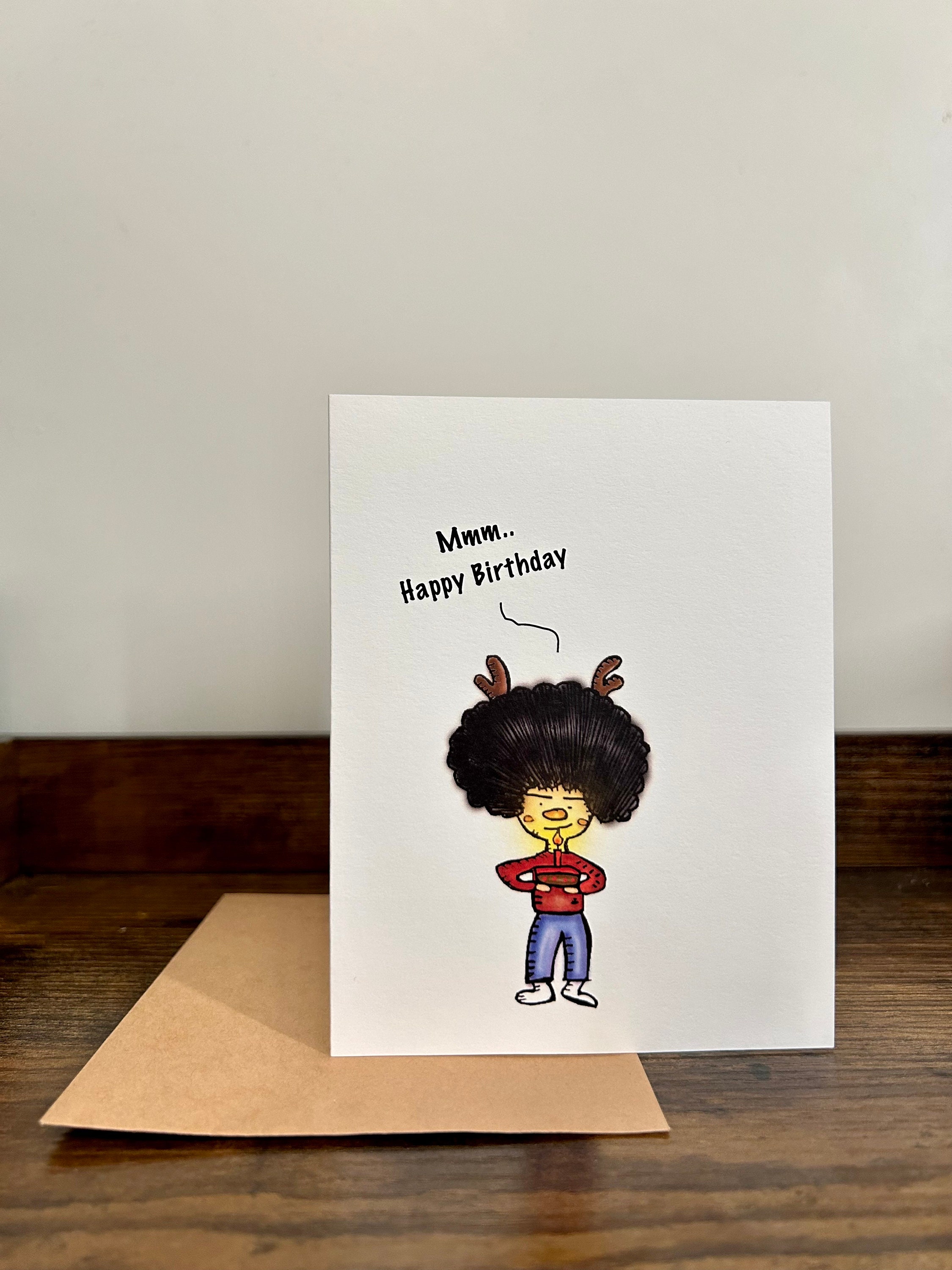 Mmm..happy Birthday / 4.25 X 5.5 Inch / Birthday Card - Etsy