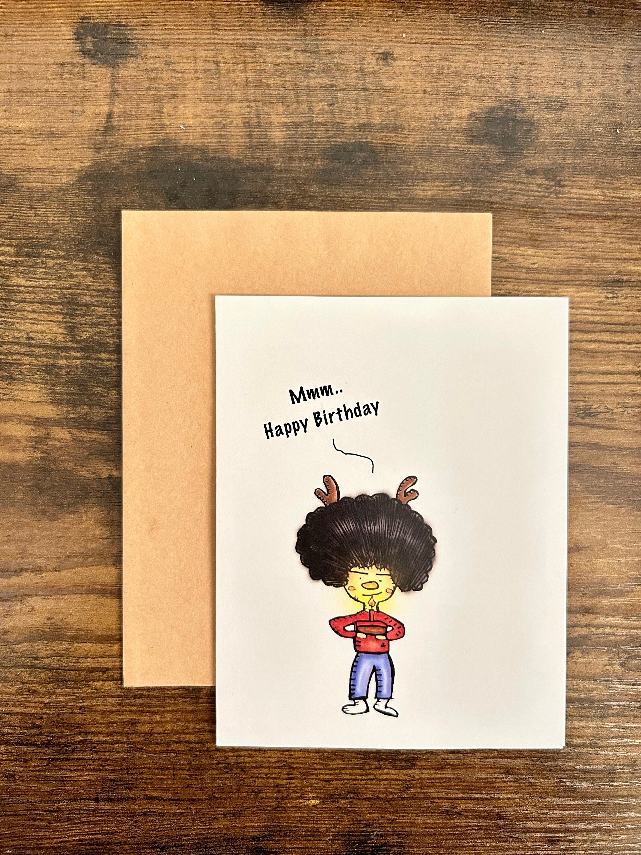 Mmm..happy Birthday / 4.25 X 5.5 Inch / Birthday Card - Etsy