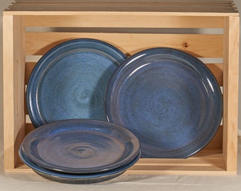 Blue Ceramic Plate Set, Porcelain Pottery, Handmade