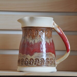 Small Handmade Ceramic Pitcher, Porcelain Red and Red/Gold Pitcher