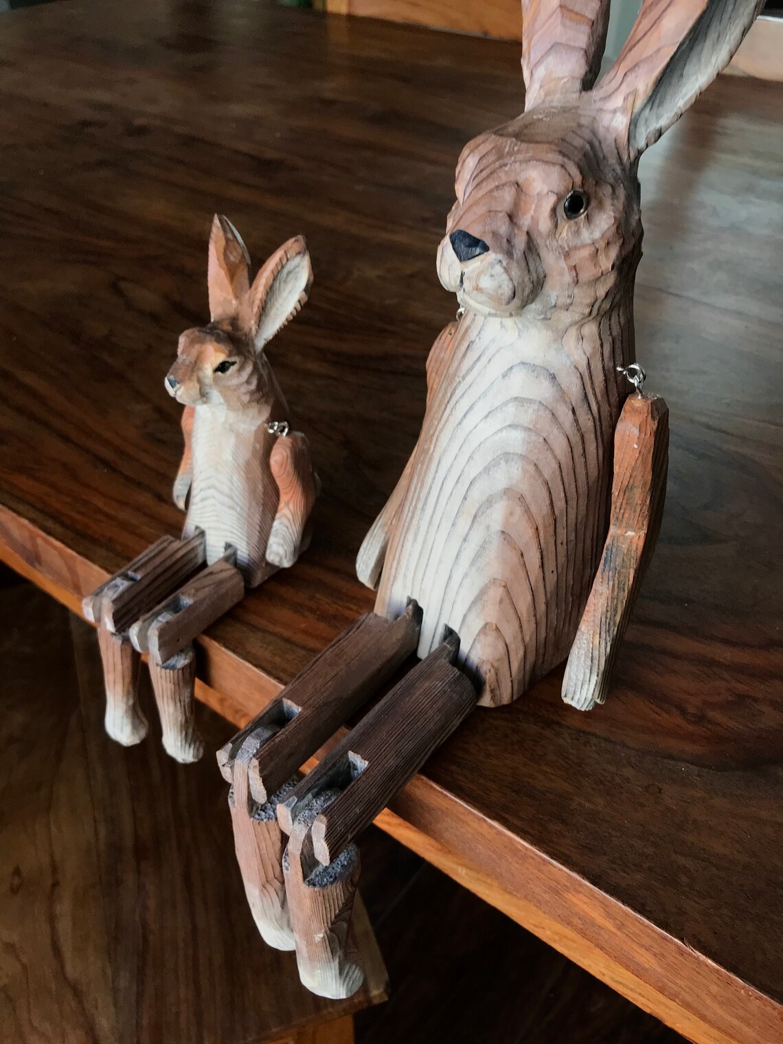 Wooden Farmhouse Animal Shelf Sitters Hand Carved Rabbit Etsy
