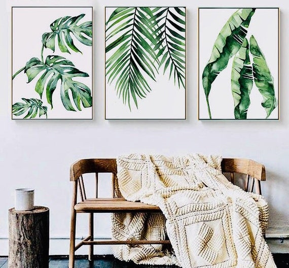 Jungle Leaf Canvas Wall Art Print On Cotton Canvas Best Etsy
