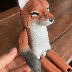 Animal Shelf Sitter, Farmhouse Shelf Decor, Wood Animal, Rabbit, Fox, Cow, Horse, Pig, Rooster, Woodland Decor, Dangle Leg, Wood Jointed Leg FOX-LARGE