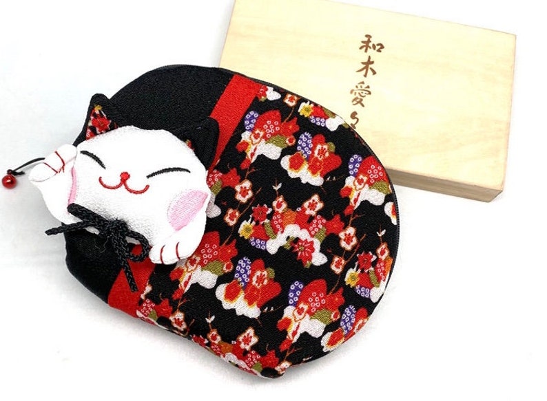 Christmas Gifts Cosmetic Bag Cute Cat Bag Fortune Cat Lucky Cat Bags Gifts for Her Birthday Gifts Graduation Gifts Black