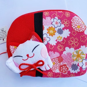 Christmas Gifts Cosmetic Bag Cute Cat Bag Fortune Cat Lucky Cat Bags Gifts for Her Birthday Gifts Graduation Gifts Red