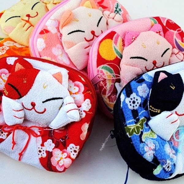 Christmas Gifts Cute Lucky Cat Fortune Cat Coins Bags Changes Bags Earphone Pouches Jewelry Bags Gifts for Her Birthday Gifts