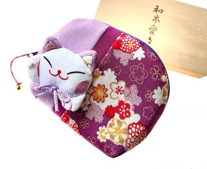 Christmas Gifts Cosmetic Bag Cute Cat Bag Fortune Cat Lucky Cat Bags Gifts for Her Birthday Gifts Graduation Gifts image 4