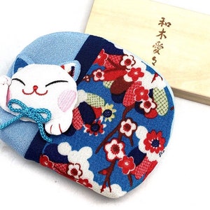 Christmas Gifts Cosmetic Bag Cute Cat Bag Fortune Cat Lucky Cat Bags Gifts for Her Birthday Gifts Graduation Gifts Blue