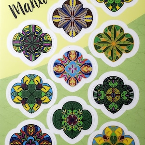 Trefoil Mandala Stickers (10 unique images) Journals, Planners, Scouts, Laptop, phone