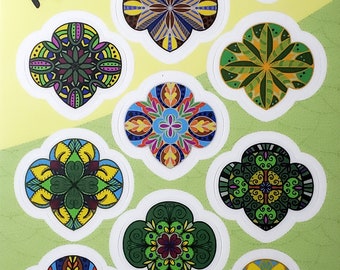 Trefoil Mandala Stickers (10 unique images) Journals, Planners, Scouts, Laptop, phone