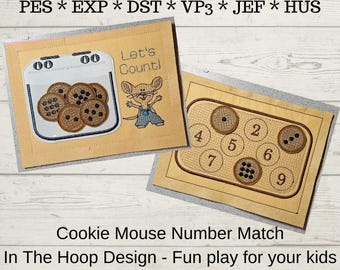 Number Match Quiet Book Page Embroidery Design: In-the-Hoop Activity (5x7, PDF Instructions)
