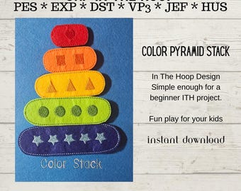Color Pyramid Quiet Book Page: ITH Embroidery Design (Digital Download)