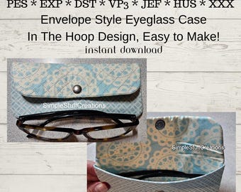 Eyeglass Case, envelope style, ITH In the hoop machine embroidery file