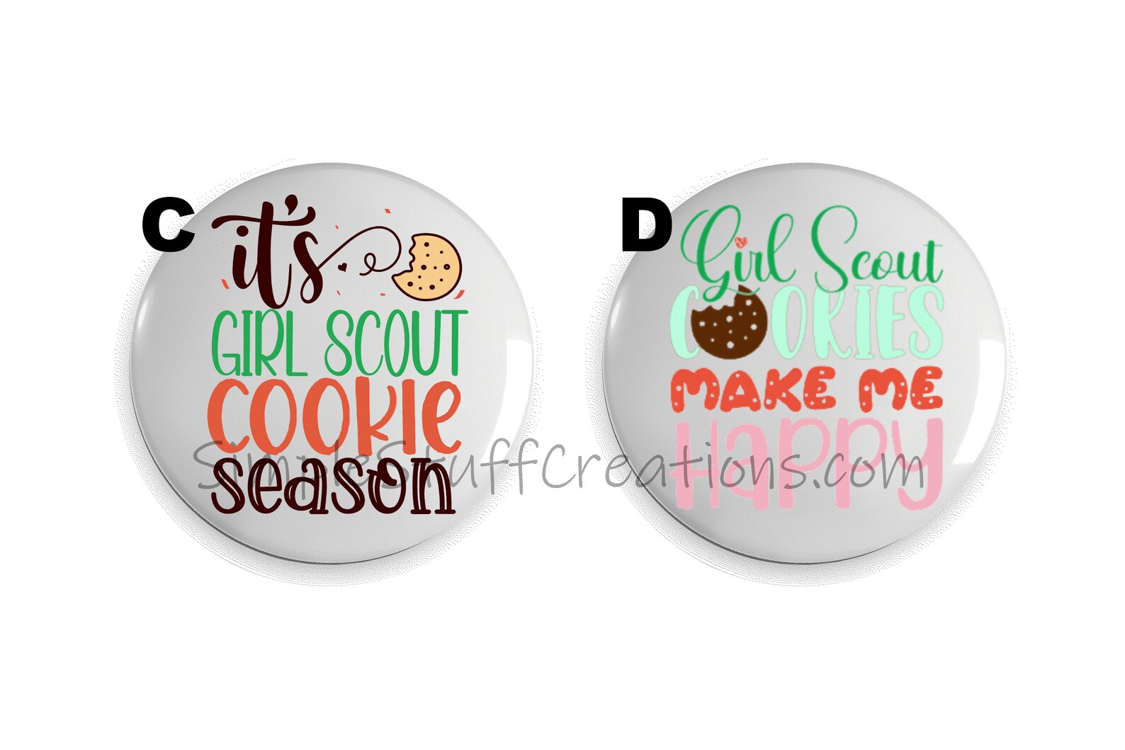 Girl Scout Cookie Pin Back Buttons 2.25 Size 4 Pack Etsy