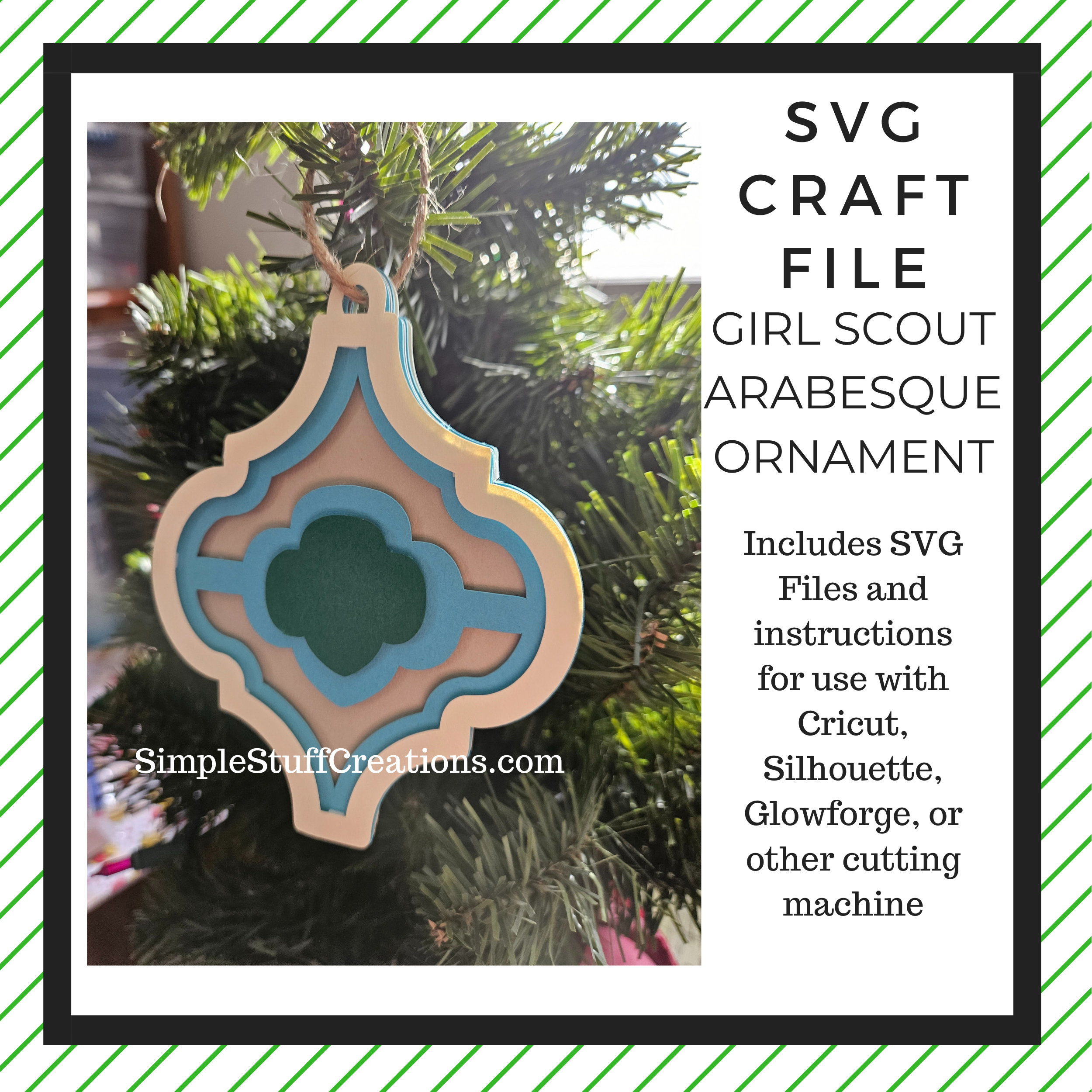 Scout 3D Christmas Ornament Craft Project SVG, Cricut