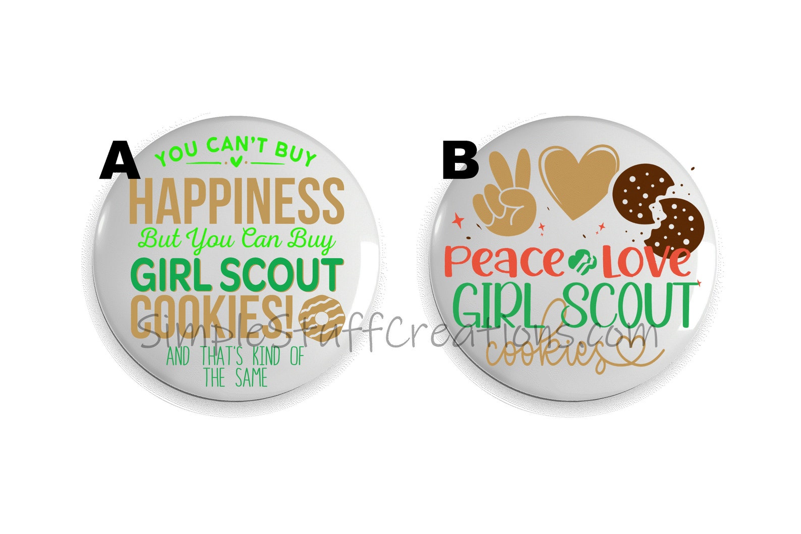Girl Scout Cookie Pin Back Buttons 2.25 Size 4 Pack Etsy