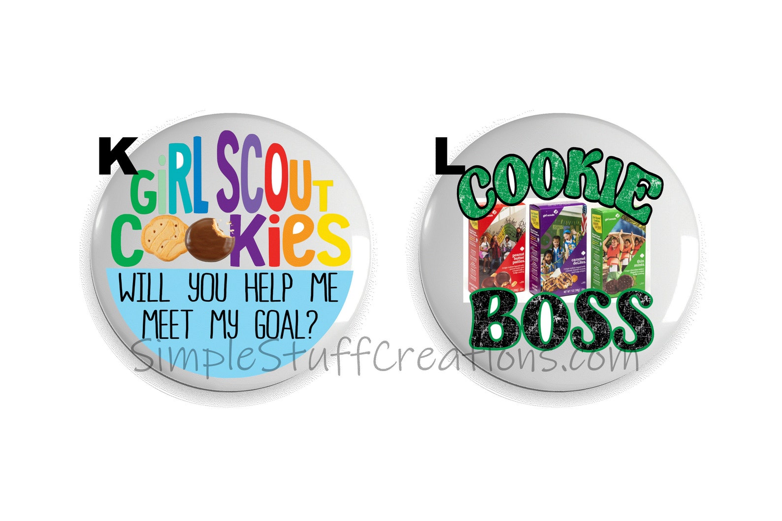 Girl Scout Cookie Pin Back Buttons 2.25 Size 4 Pack Etsy